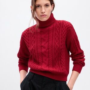 2/$25 Red Cable Knit Turtleneck Sweater